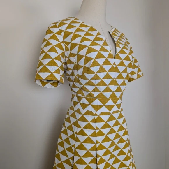 Geometric Mini Dress Circle Skirt Short Sleeve Fit Flare - Picture 12 of 16